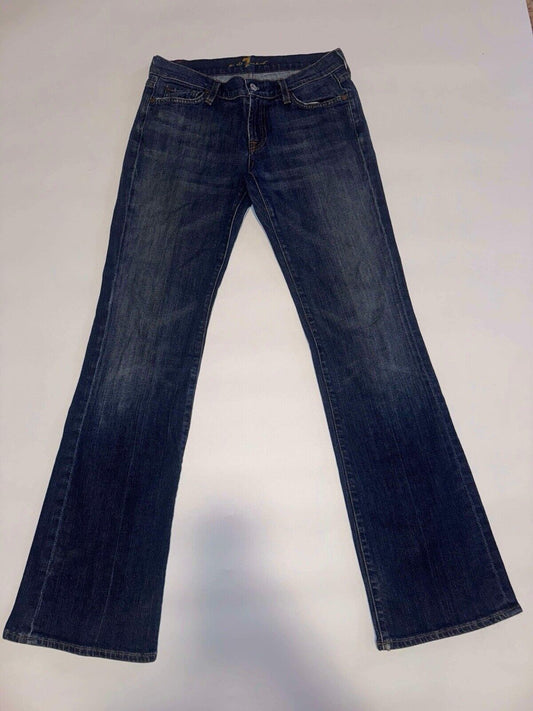 7 FOR ALL MANKIND Low-Rise Light Blue Wash Denim Bootcut Jeans Bottoms (Sz 28)