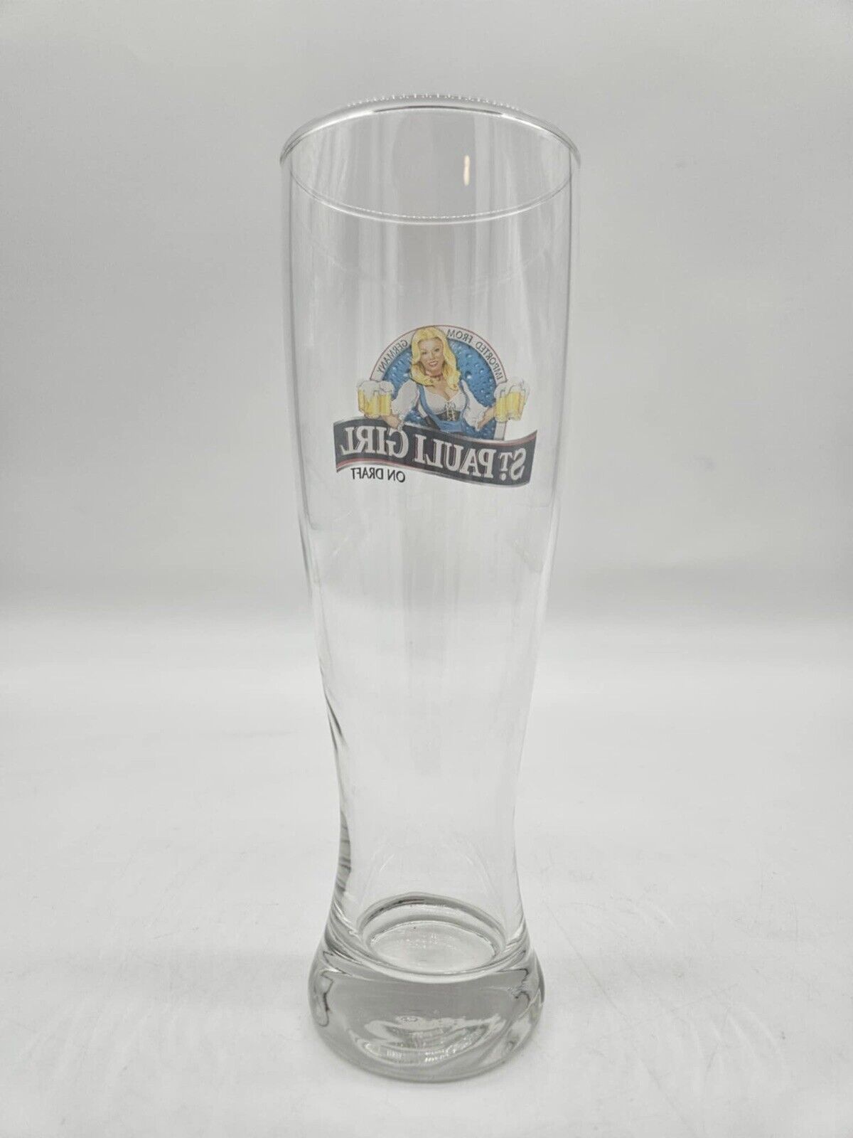 Vintage St Pauli Girl Pilsner Beer 8.5" 16 oz  Clear Glass Bremen Germany