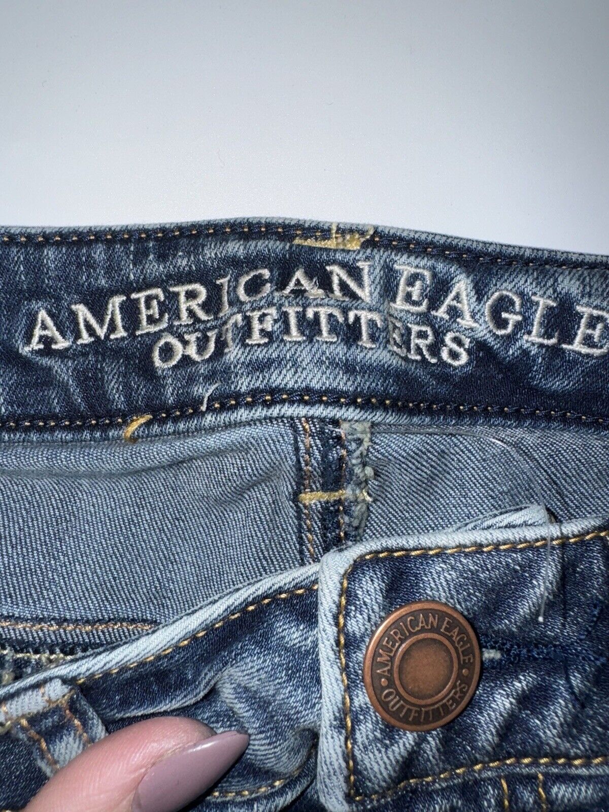 AMERICAN EAGLE Stretch Acid Wash Blue Denim Skinny Jeans Women's Size 6