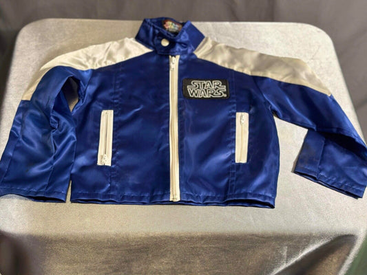 Vintage Original Childs Star Wars BL & WHT Satin Jacket - Very Rare VCTY