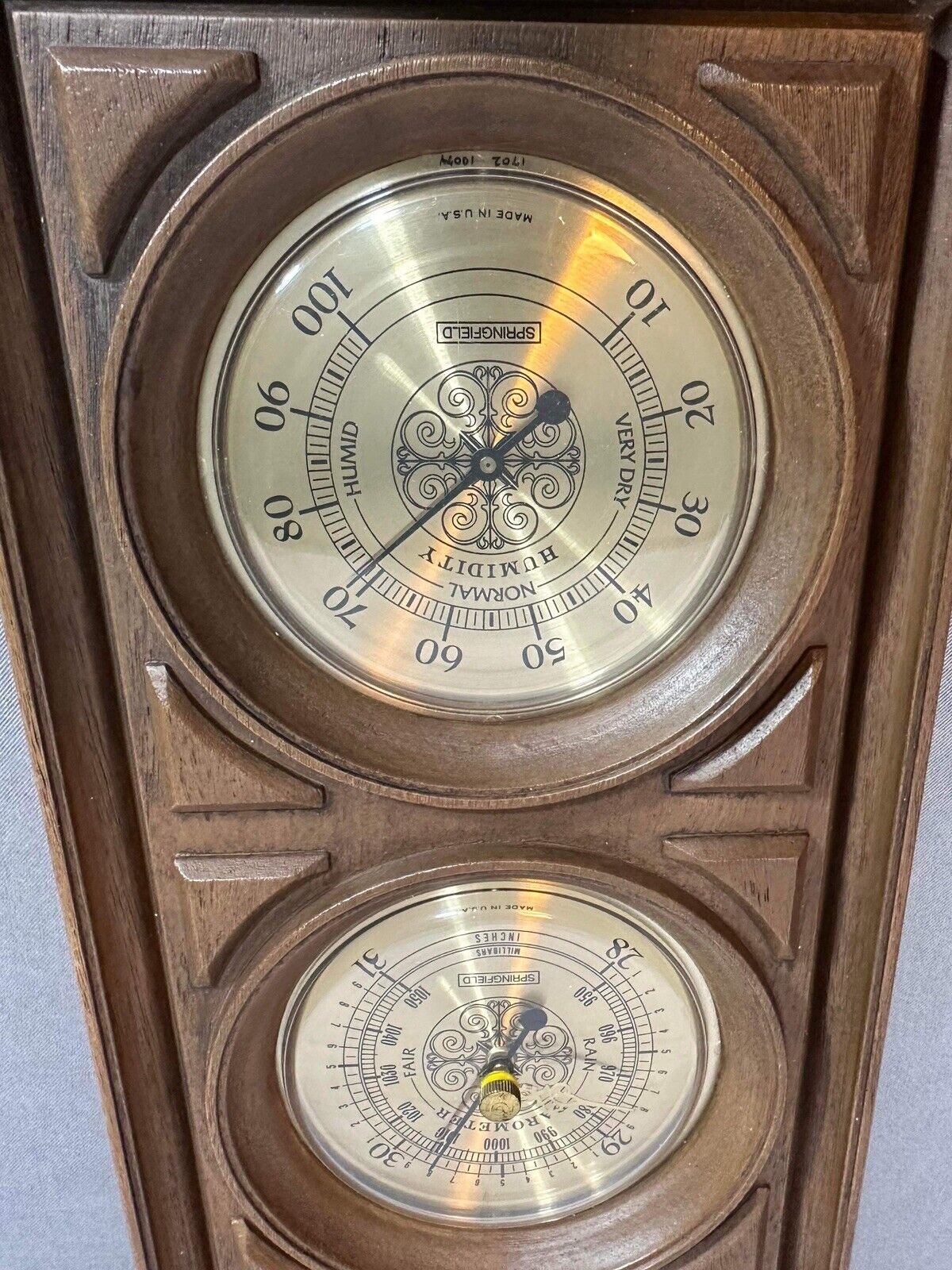 Vintage Springfield Weather Station Barometer Thermometer Humidity Made in USA