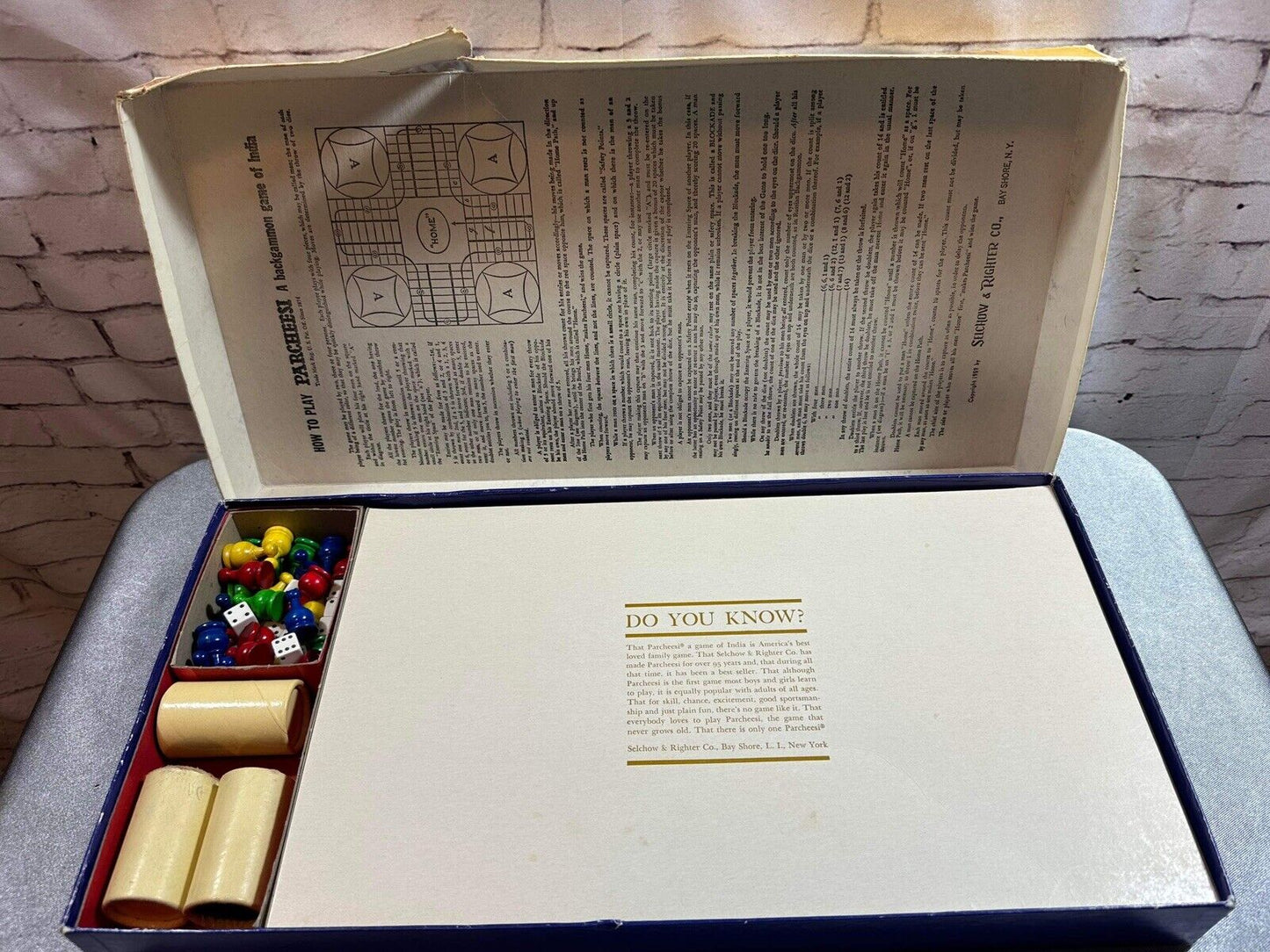 Vintage 1964 Parcheesi Gold Seal Edition Selchow Righter Company Indian VGM