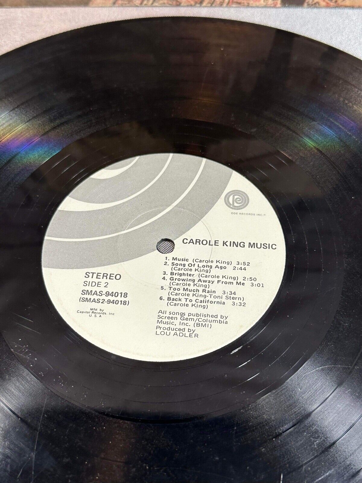 CAROLE KING MUSIC (VG) SP-77013 LP VINYL RECORD