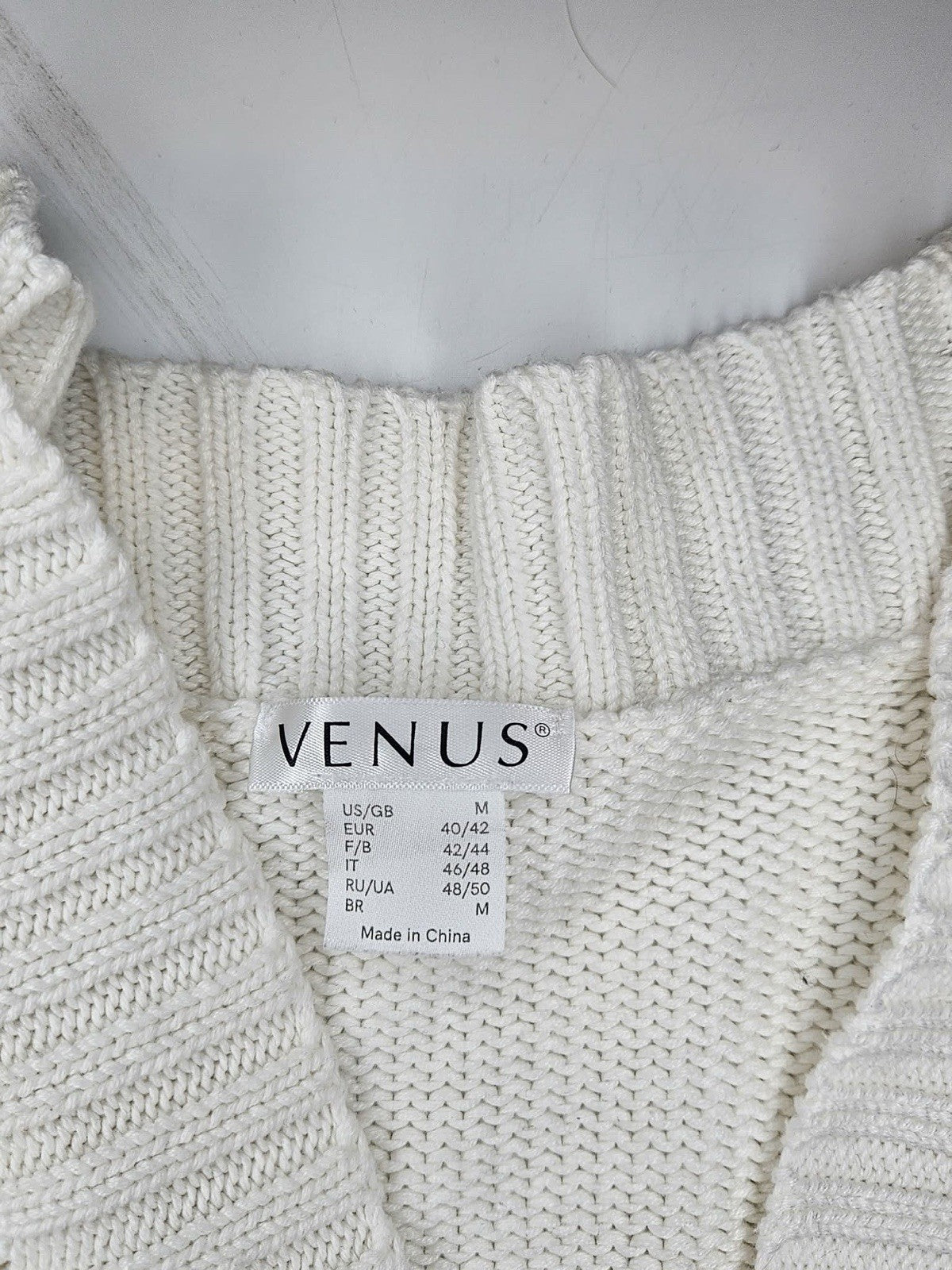 Venus Ivory Cable Knit Button-Front Cardigan Sweater Size M