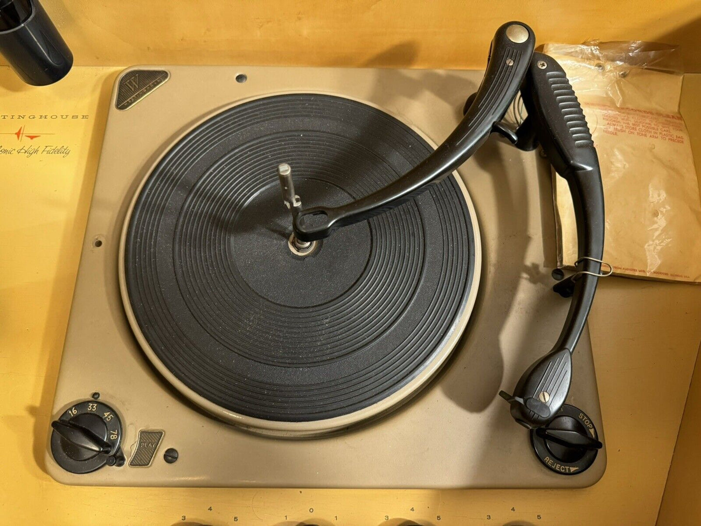 50s WORKING Mid Century Westinghouse Record Player Turntable Diamond VFRN