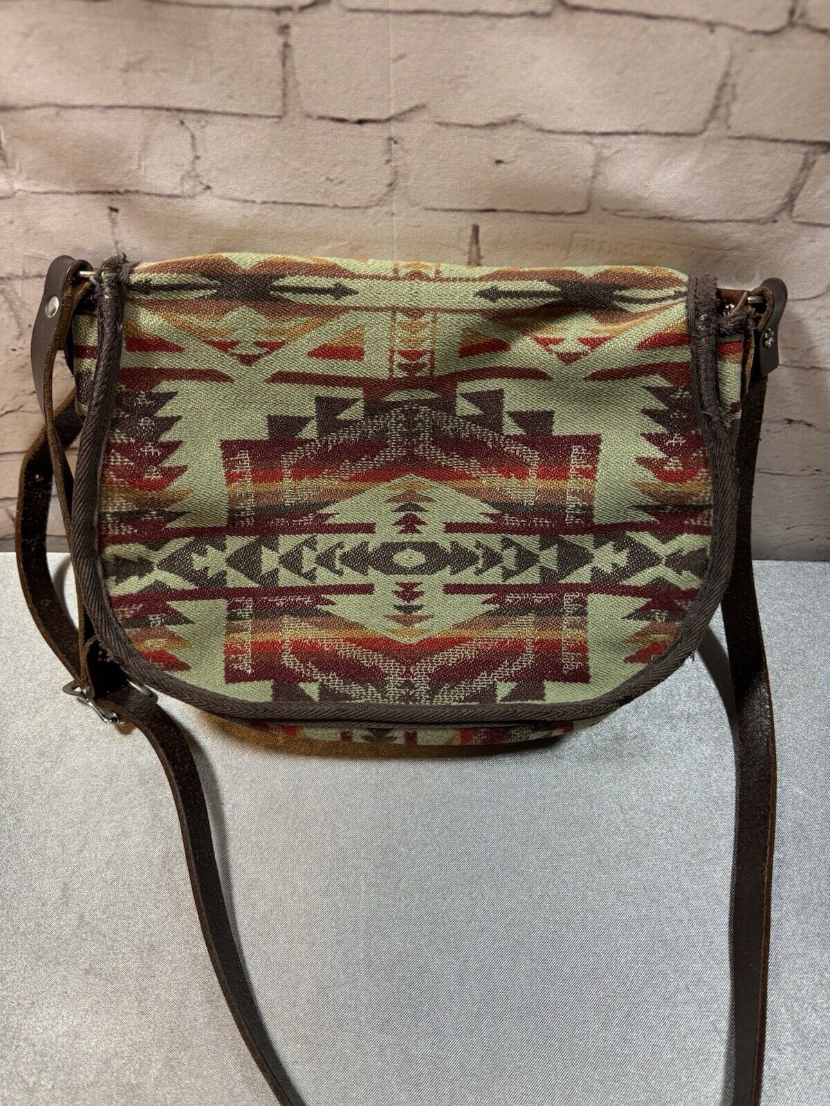 Deluth Pack Wool Aztec Patterned Bag W/ Genuine Leather - PERFECT cond. WCLTH