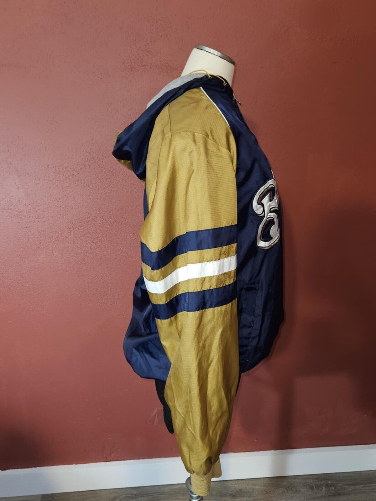 Vtg Milwaukee Brewers MLB Baseball Hooded 1/4 Zip Wind Breaker Style Mens M
