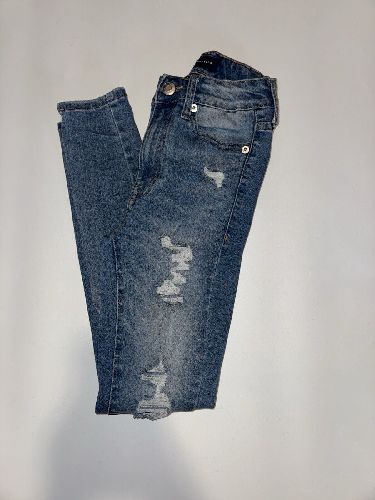 Aeropostale Super High Rise Jegging Jeans Women’s 00 Short Blue Stretch Denim