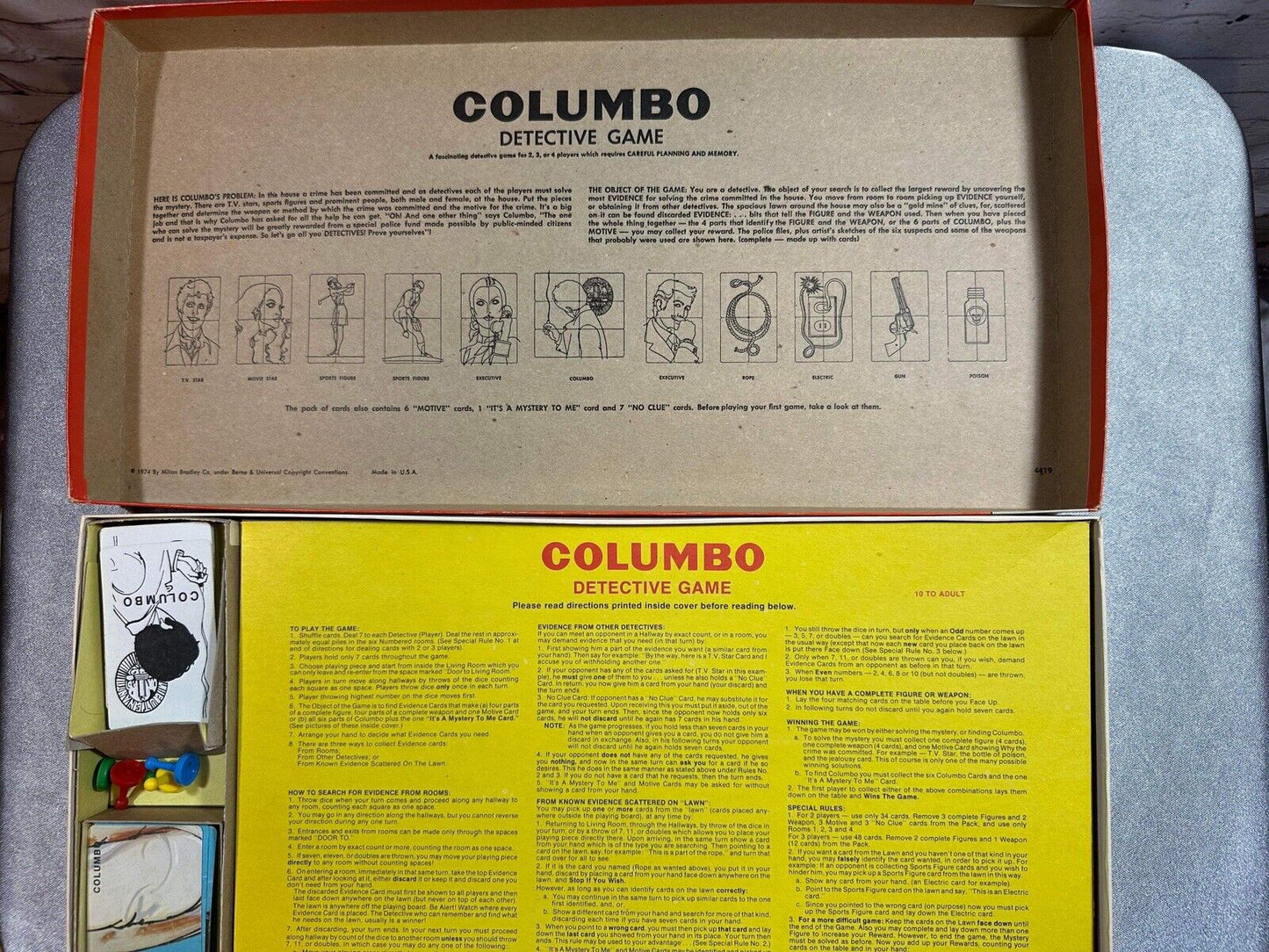 Vintage 1973-74 COLUMBO Detective Board Game Milton Bradley #4419 VGM