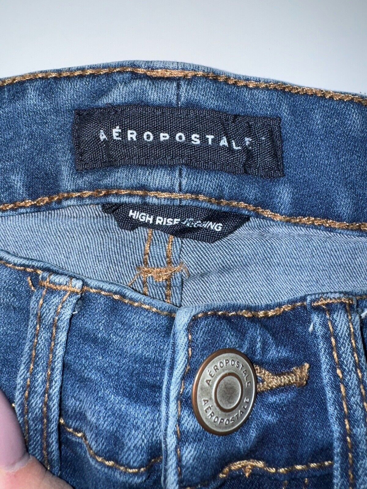 Aeropostale Women's Sz 4R Distressed High Waisted Ankle Jegging Jeans Stretch