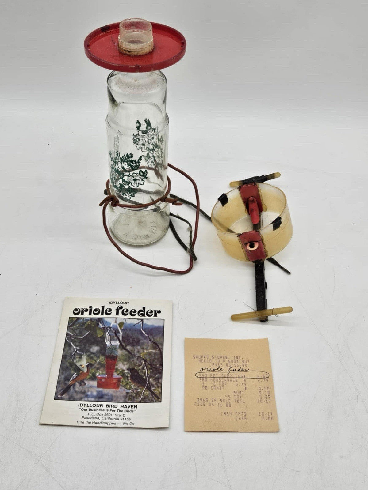 Vintage style GLASS Oriole Feeder