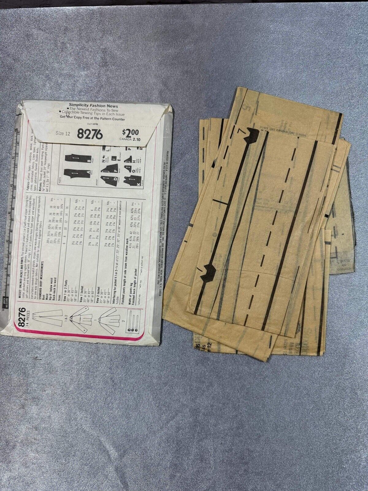 Vintage 70's Simplicity 8276 Misses' Unlined Jacket And Pants - UNCUT