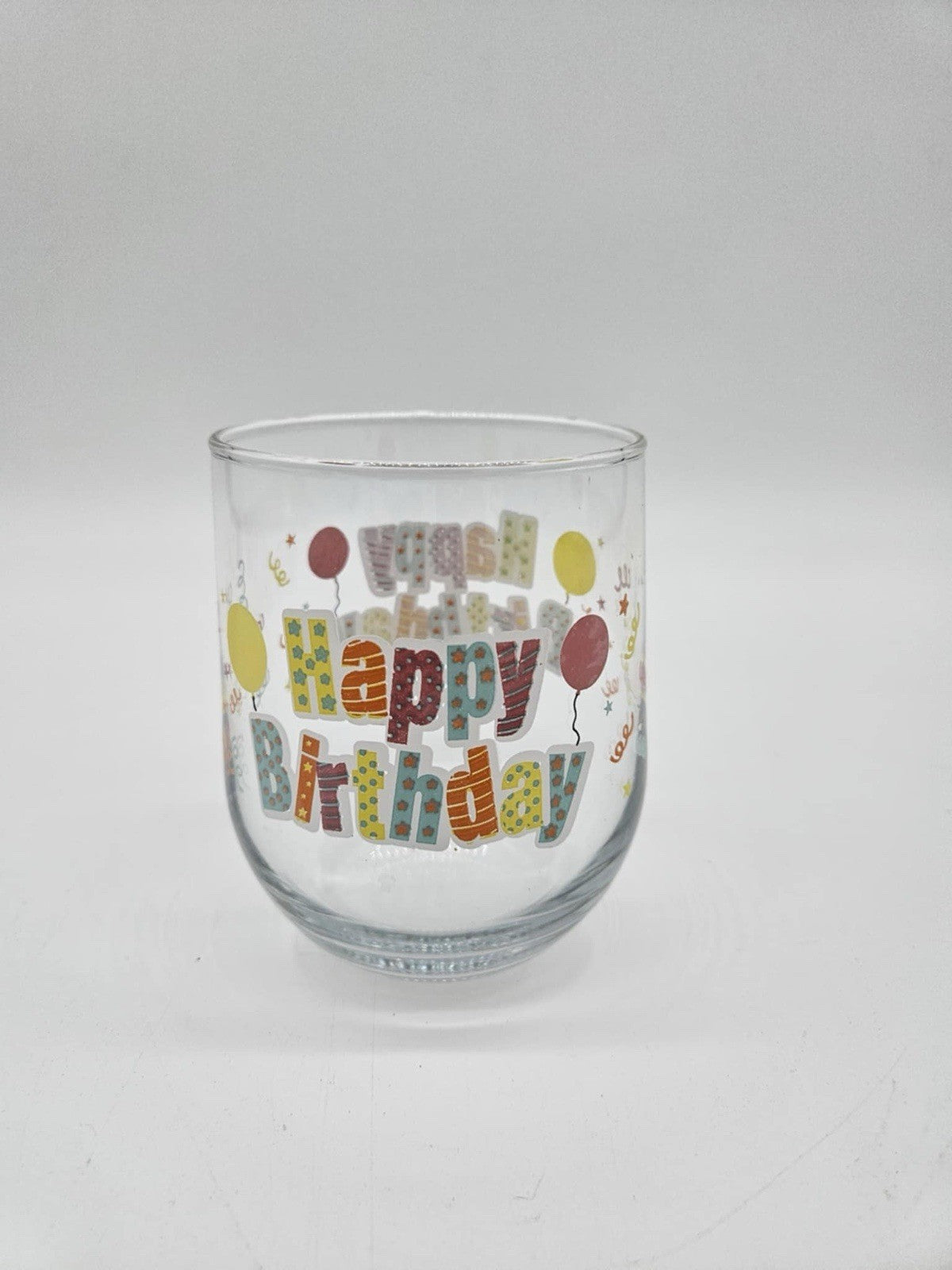 PARTY TO GO HAPPY BIRTHDAY 15OZ ACRYLIC STEMLESS WINE GLASS