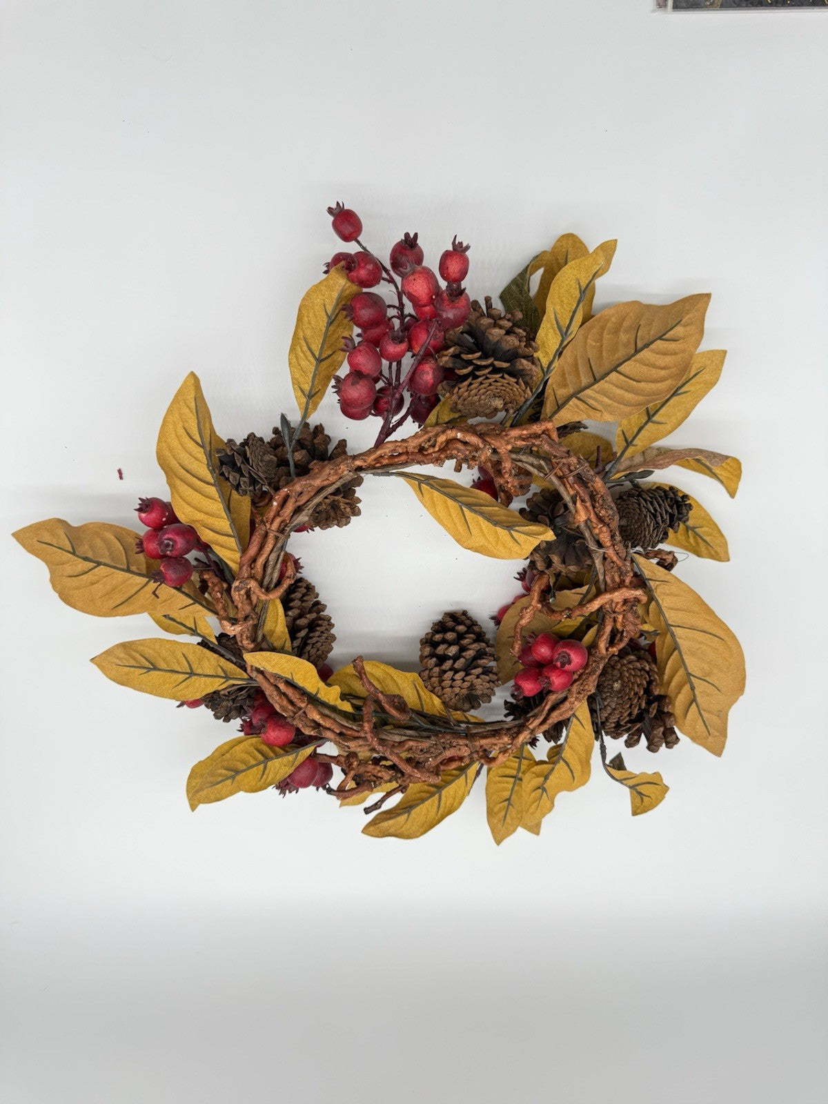 Christmas Winter or Fall Wreath w/ Mini Apples & Pinecones