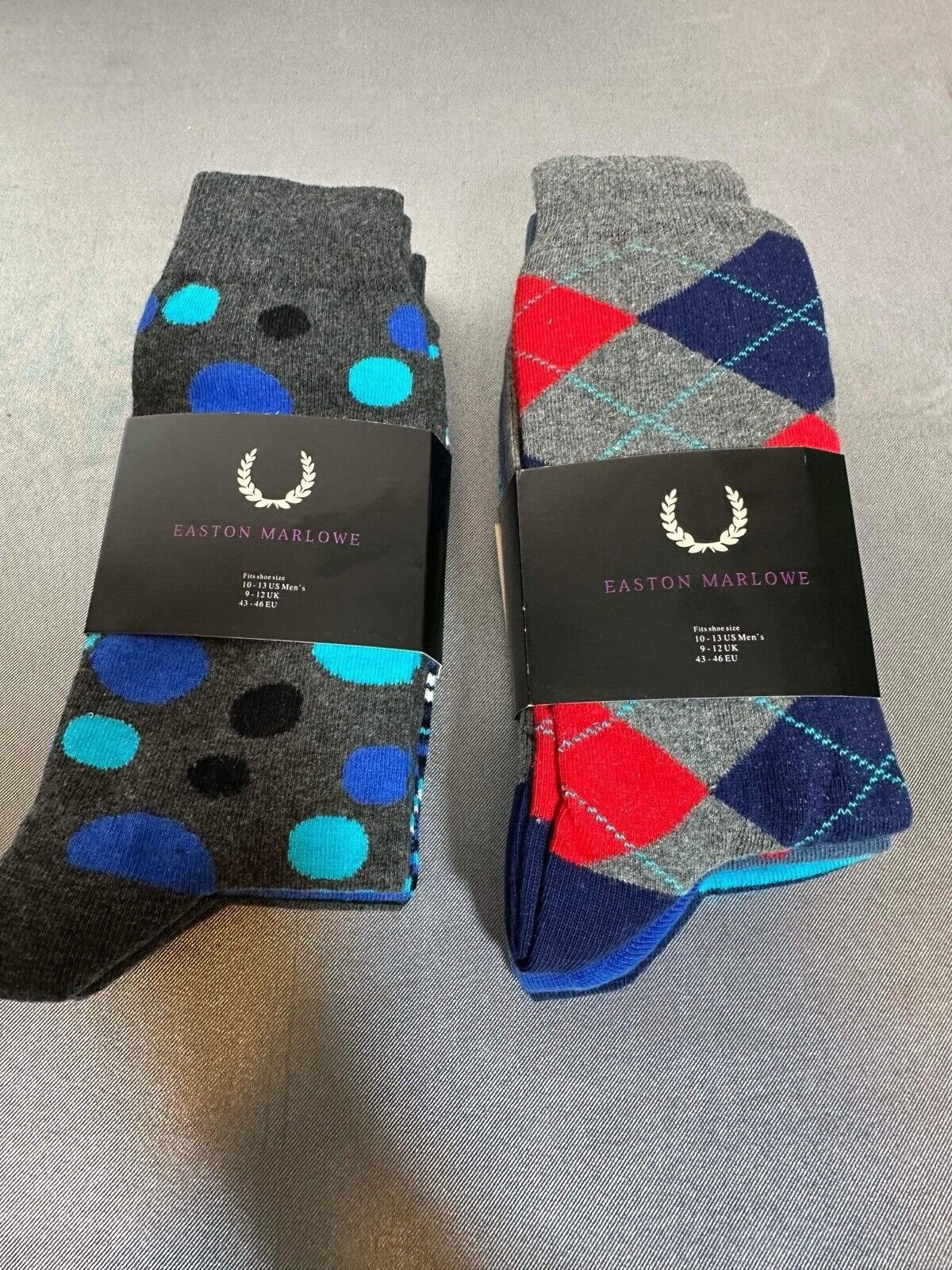 Easton Marlowe Mens Socks 6 Pairs Striped, Polkadots, Argyle, 10-13 MCLTH