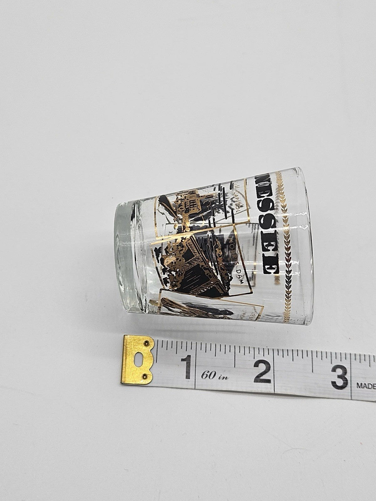 Winningen Mosel Germany Weinhxenbrunnen Gold Rim Shot Glass