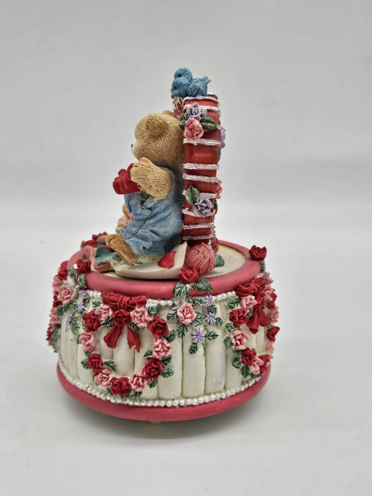 Vintage Valentine’s Day Teddy Bears Heart Love Porcelain Music Box