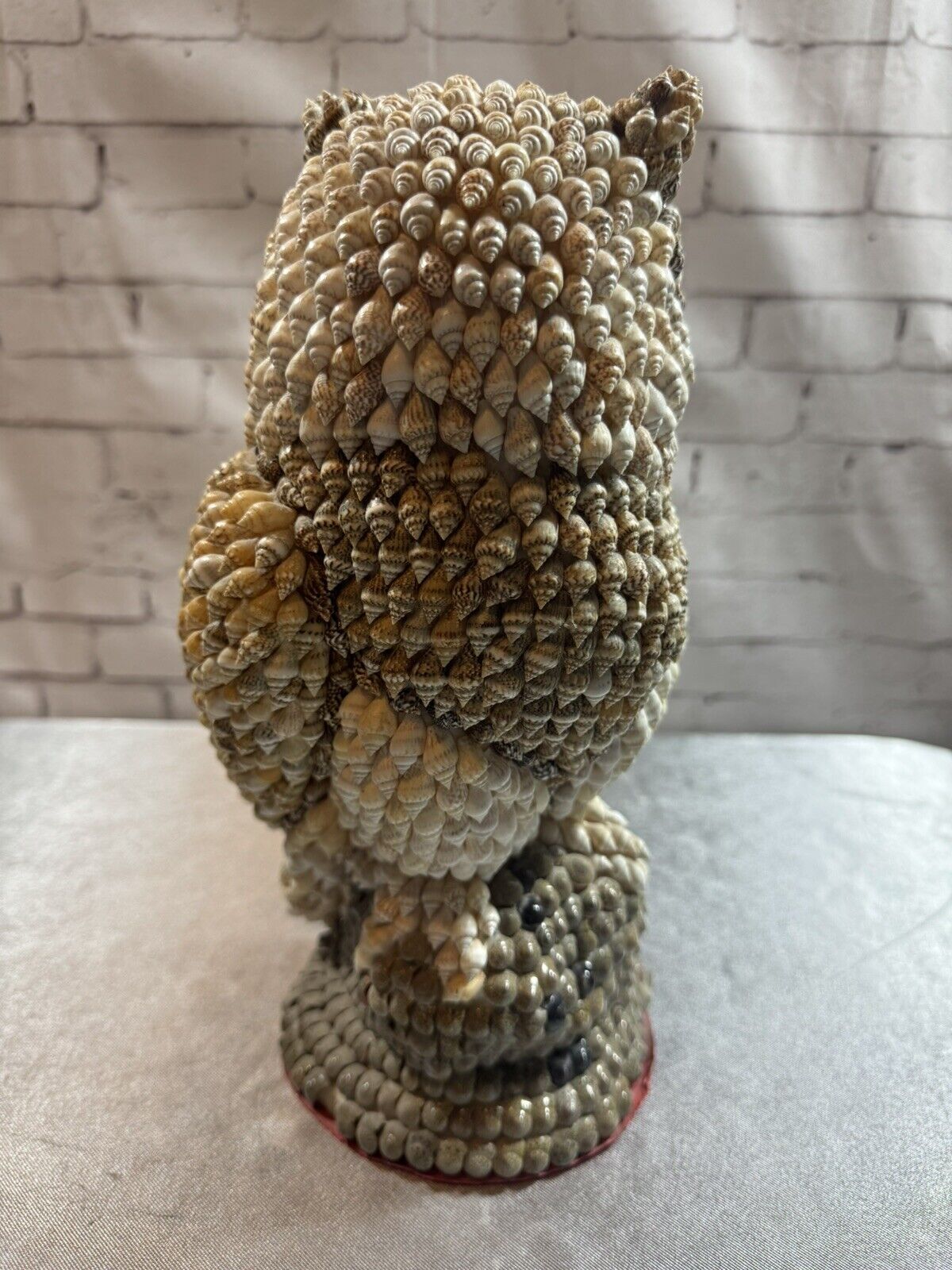 Vtg Handcrafted Sea Shell Folk Art Sculpture Owl Statue Figurine 11" VHD QCC