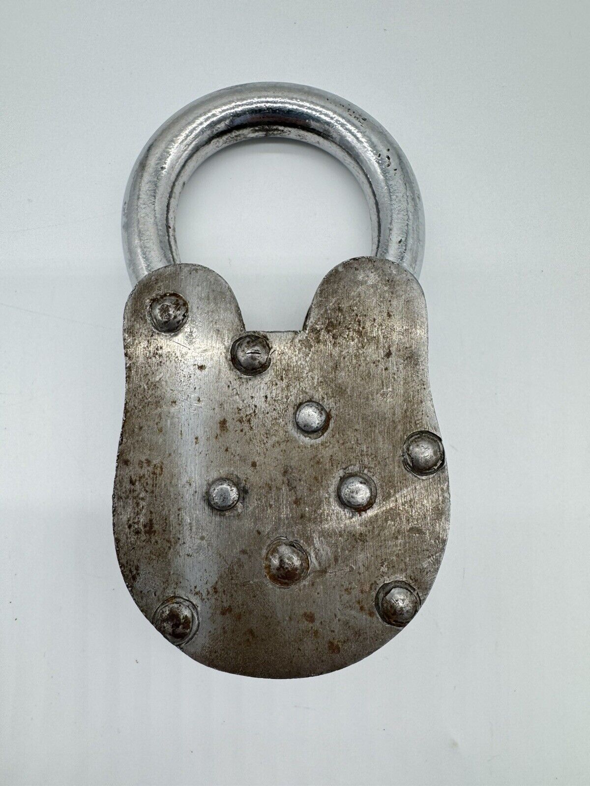 Vintage Iron Lock and Keys w/ Brass Keyhole Cover - Silver - Spirit Locker FNF