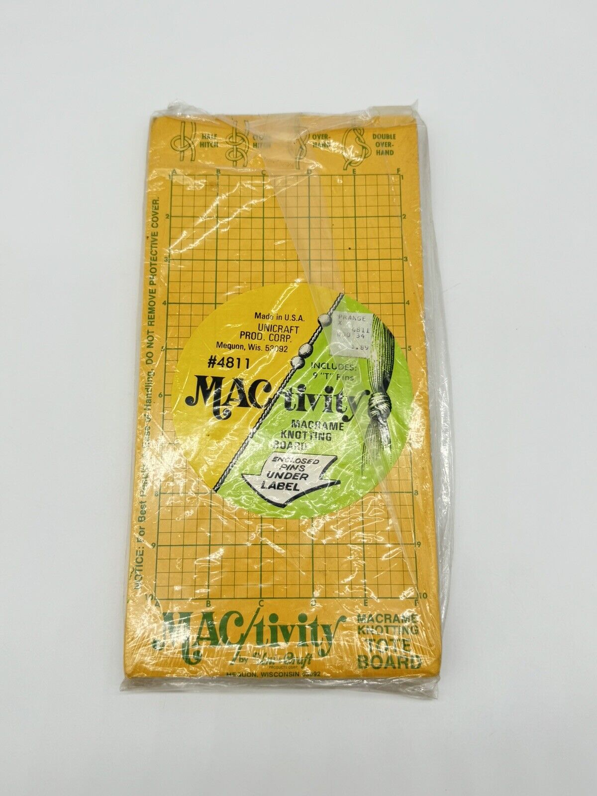 Vintage New Macrame Work Board & T-Pins 9½x15” MAC/tivity Uni Craft