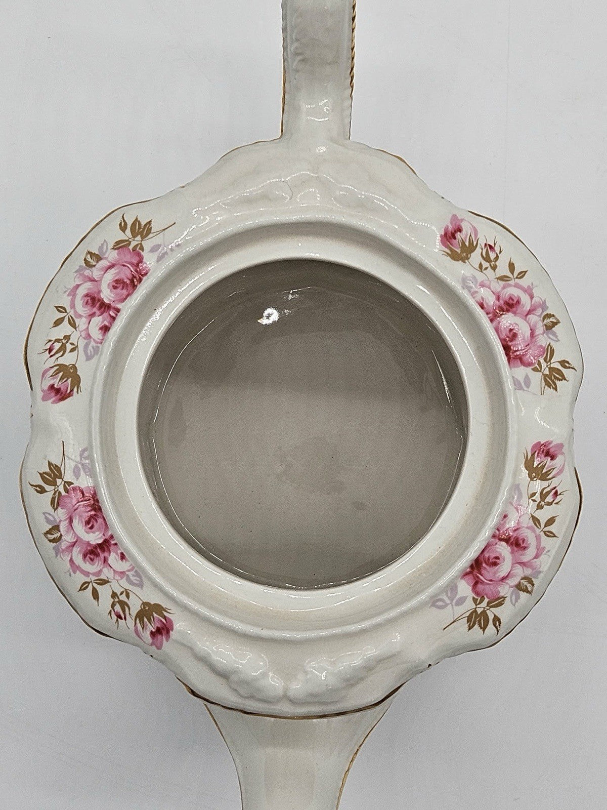 Vintage Crown Dorset Staffordshire England 6-Cup Teapot Pink Roses Gold Trim