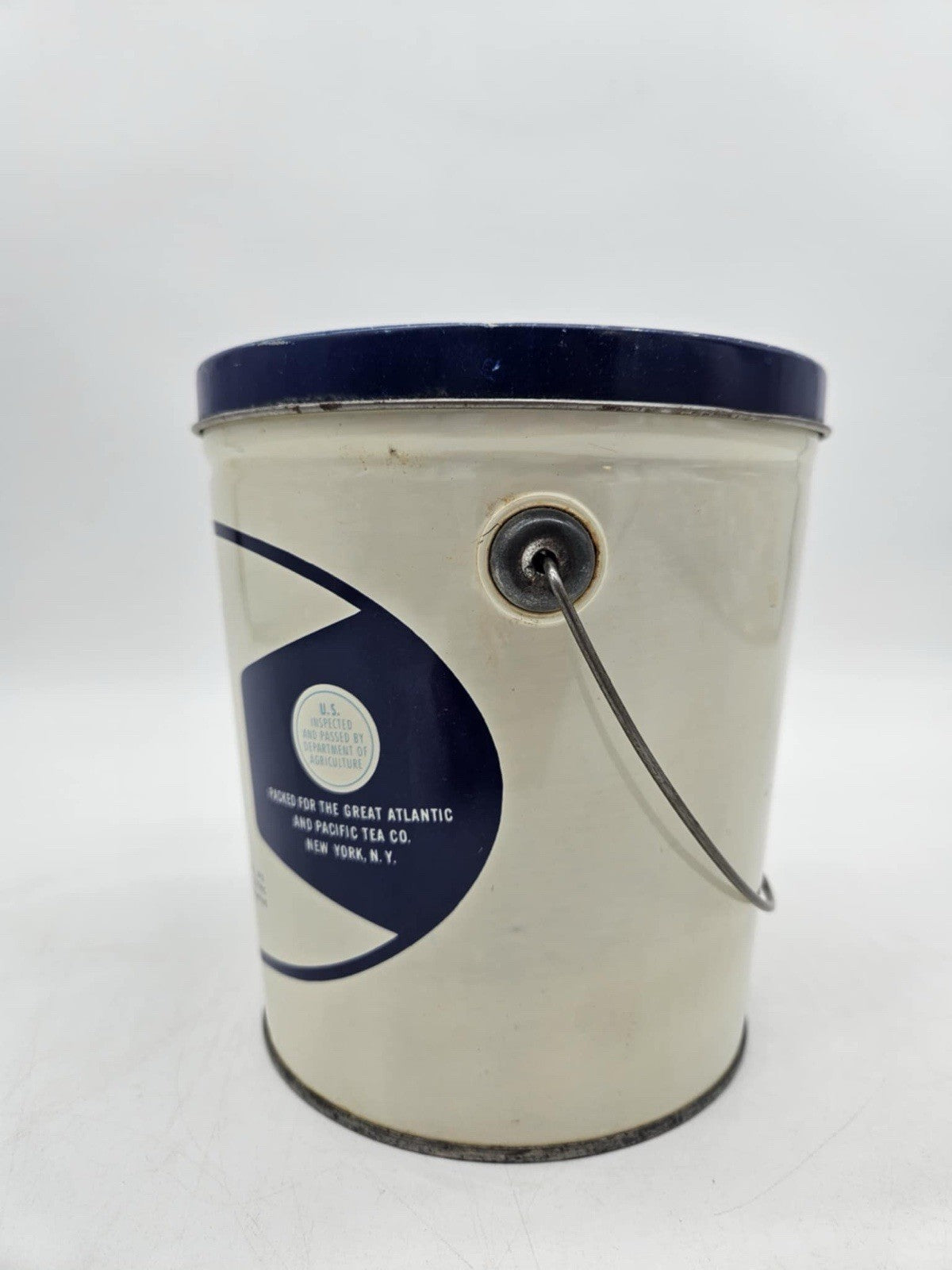 Vintage Sunnyfield Pure Lard Tin from New York, wire Bail, Handle, Bucket, Pail