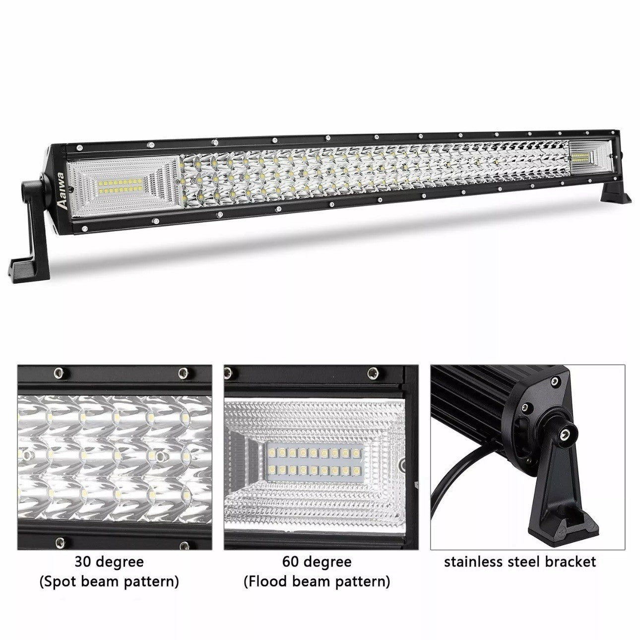 52inch 3500W Tri Row LED Work Light Bar Off Road Spot Flood Combo Driving SUV 50