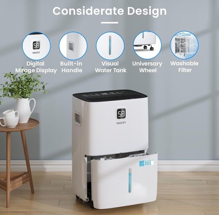 Yaufey 80 Pints Energy Star Dehumidifier for Basement, Home and Room up to 5000