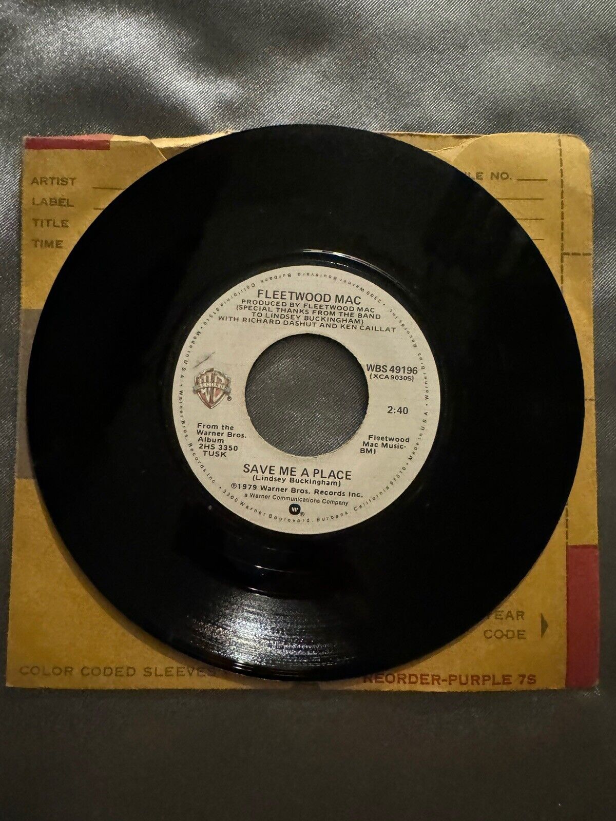 Think About Me 45 Record VG+, Fleetwood Mac, Warner Bros