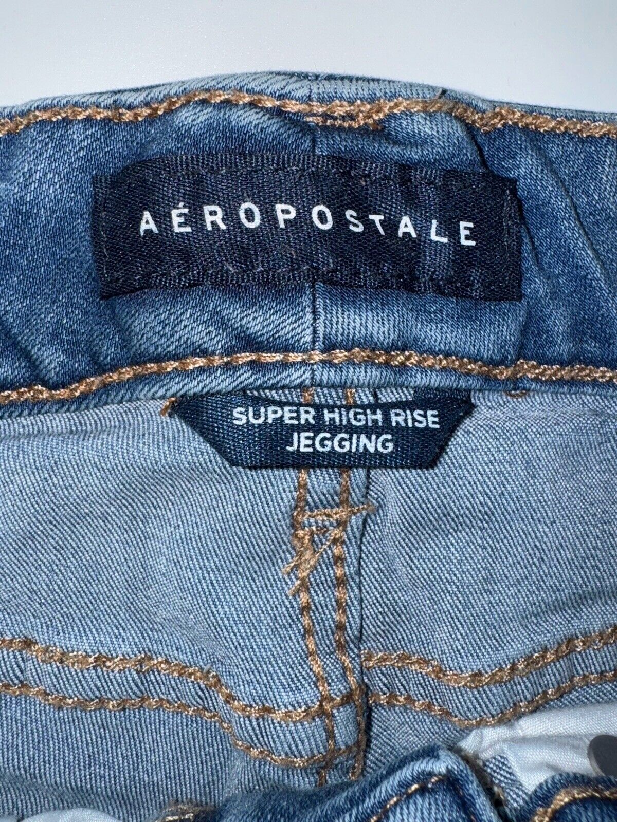 Aeropostale Super High Rise Jegging Jeans Women’s 00 Short Blue Stretch Denim