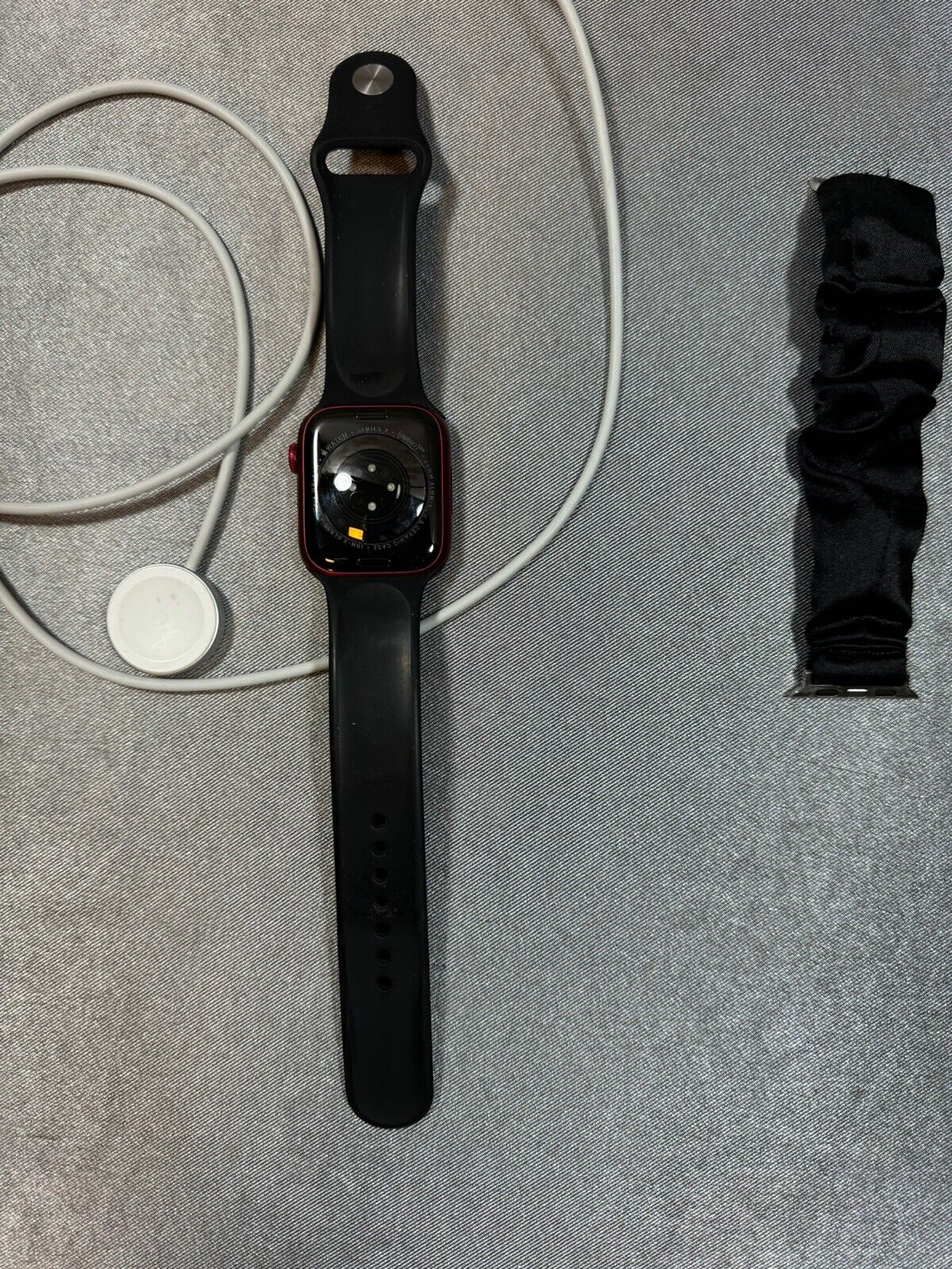 Apple Watch Series 7 45mm Red Aluminum Case with Black Sport Band & Cord JWL