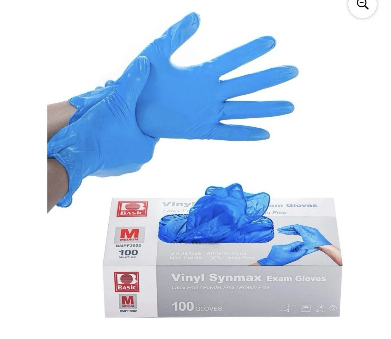 BASIC Medical Disposable Black Vinyl Synmax Exam Gloves Powder & Latex Free Case