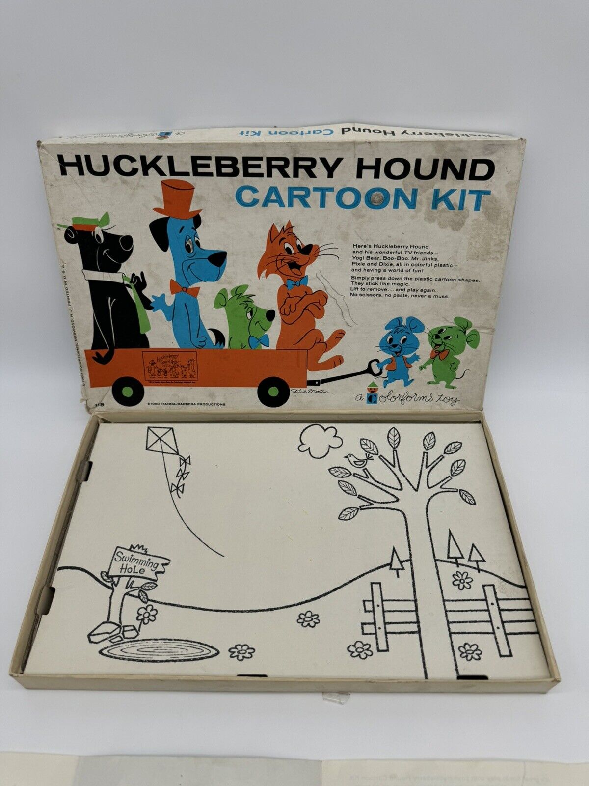 1960 Colorforms Toy Huckleberry Hound Cartoon kit Hanna-Barbera Productions