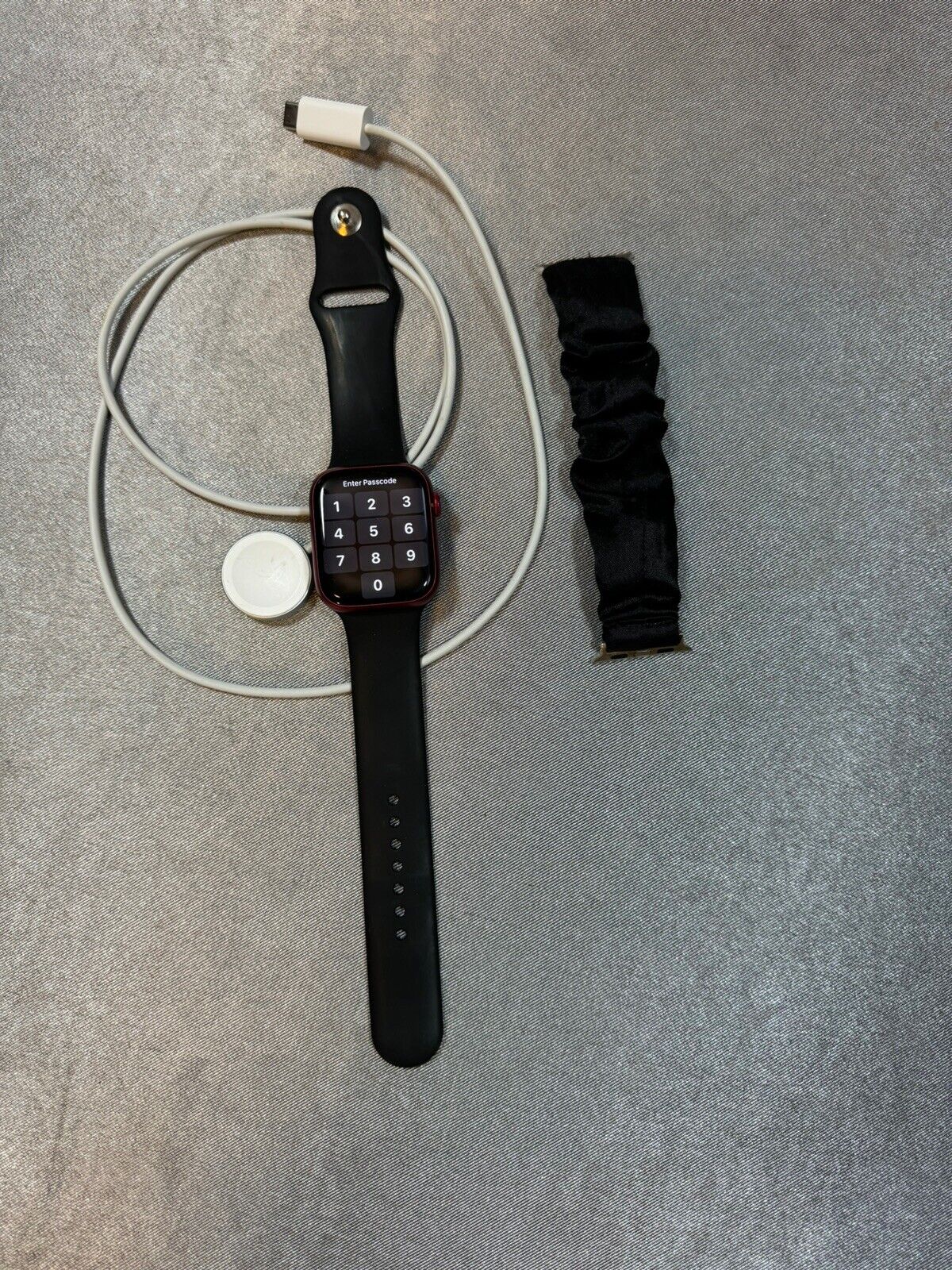 Apple Watch Series 7 45mm Red Aluminum Case with Black Sport Band & Cord JWL