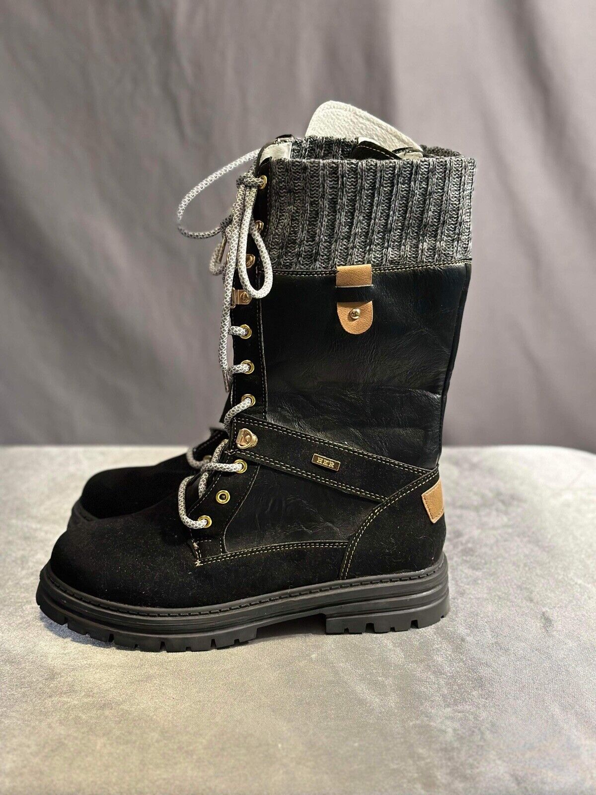 DIYCAM Women's Lace up Mid Calf Combat Riding Military Boots Sz 9 WCLTH