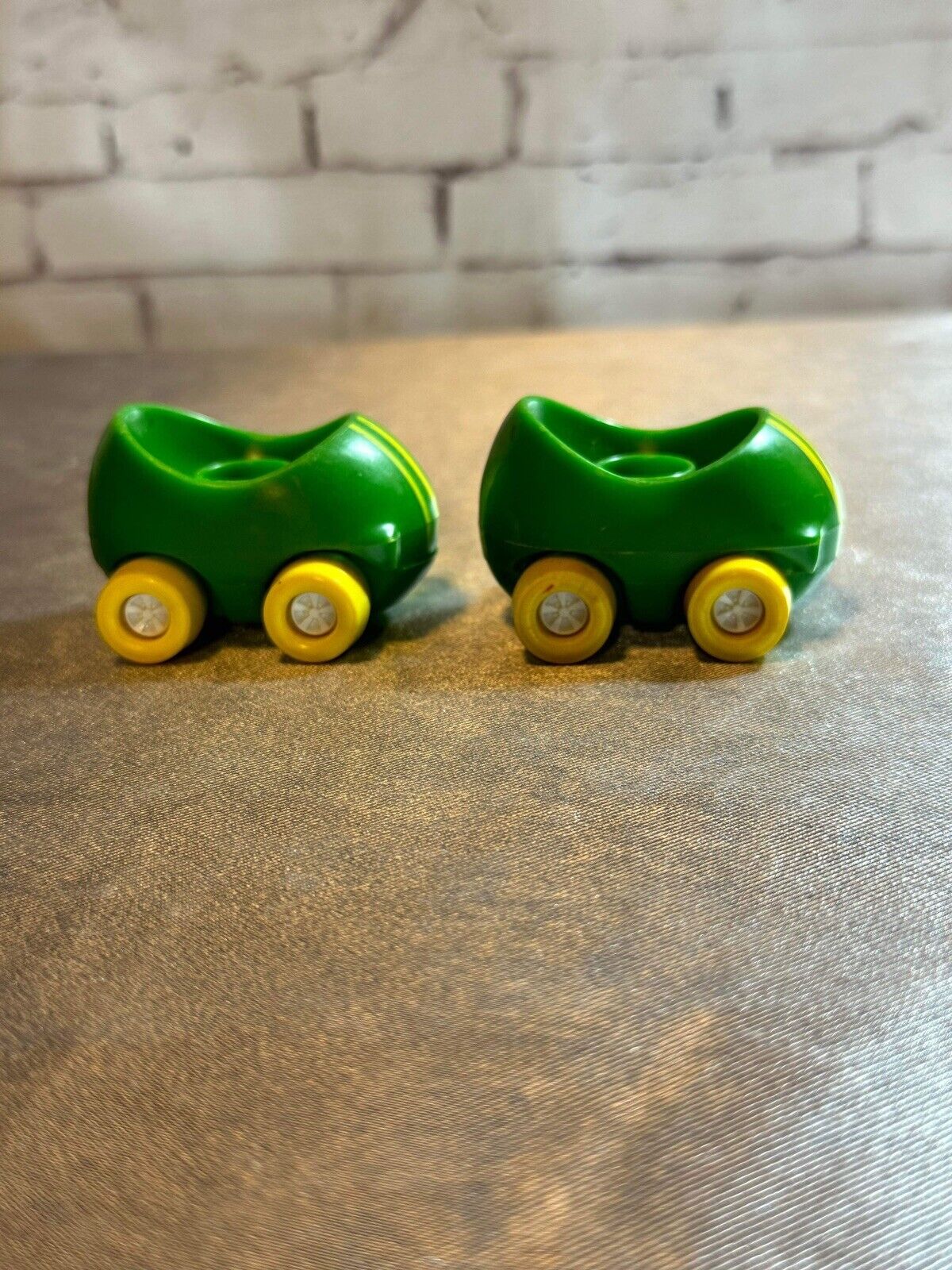 2 Vintage Green w/ Yellow Stripes & Tires SMALLL Tonka Cars 2.25" x 2"x 1.5" VTY