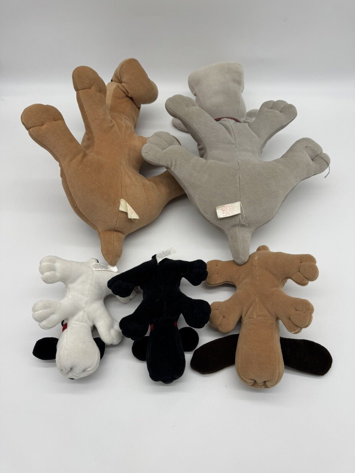 Vintage Pound Puppies Plush 80s/90s Black Brown Gray White Dog Lot x5 VTY