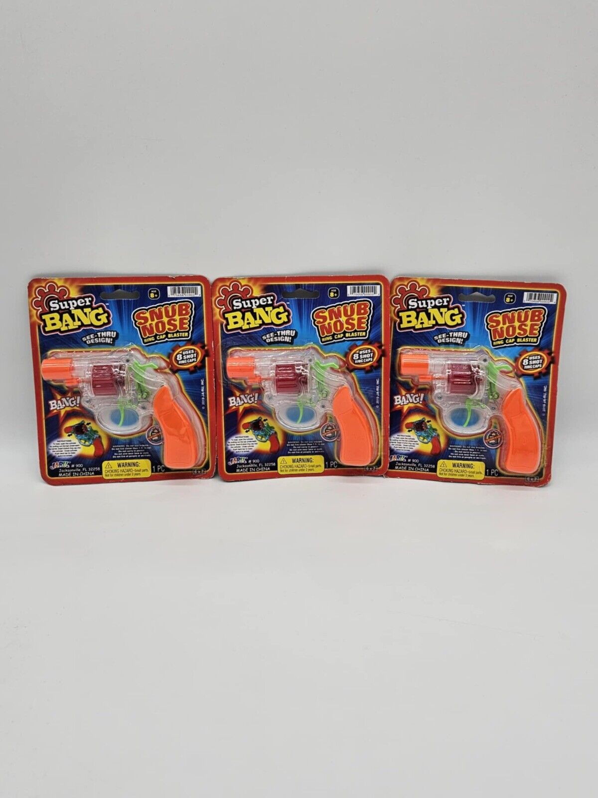 3 New Jaru Super Bang Repeating Cap Guns Clear Snub Nose Set Kids Toys VTY