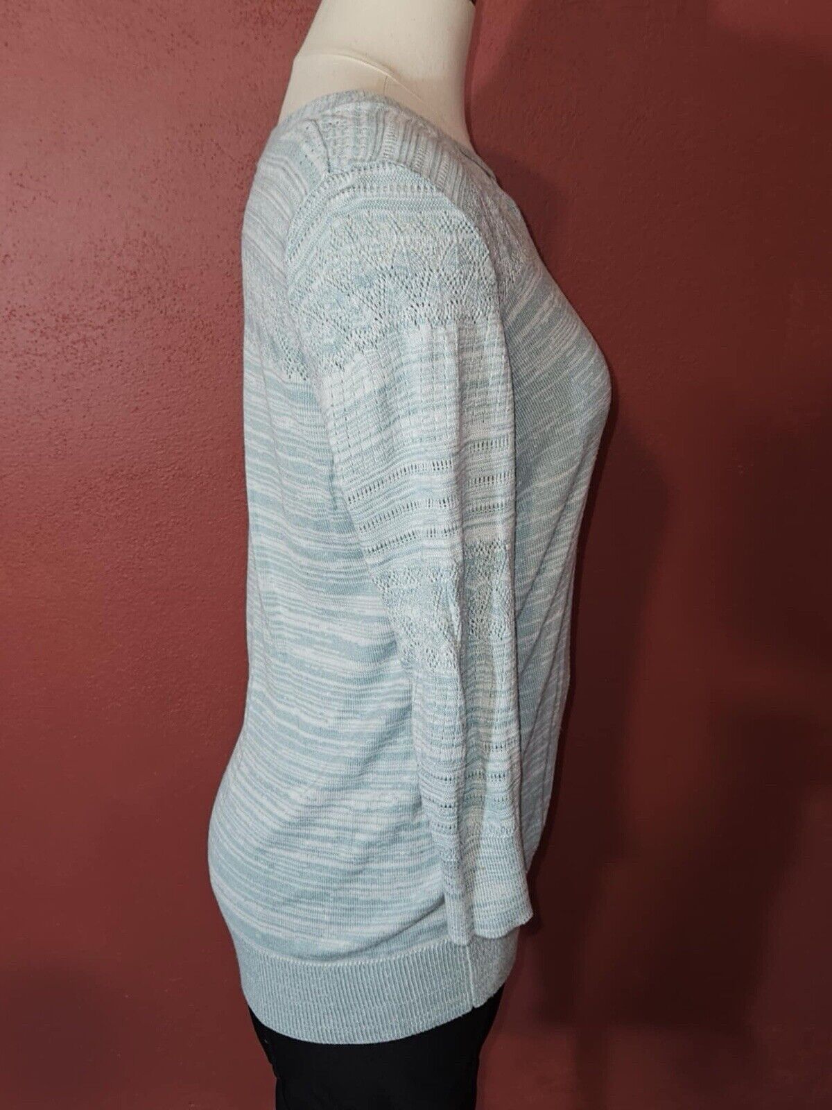 Lety And Me Cross Neck Long Sleep Grey Sweater Size M WCLTH