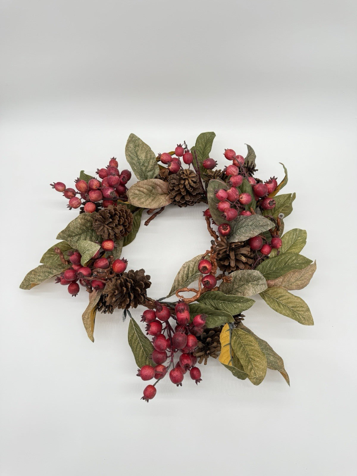 Christmas Winter or Fall Wreath w/ Mini Apples & Pinecones