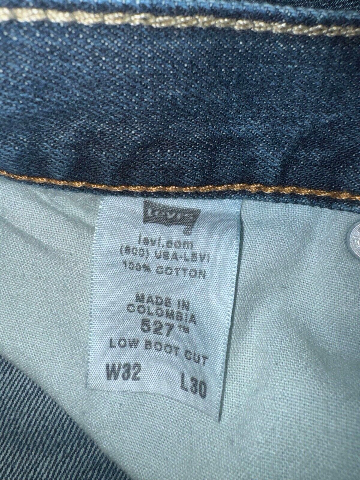 Levis 527 Men's Denim Blue Jeans Low Boot Cut Size 32"x 30"