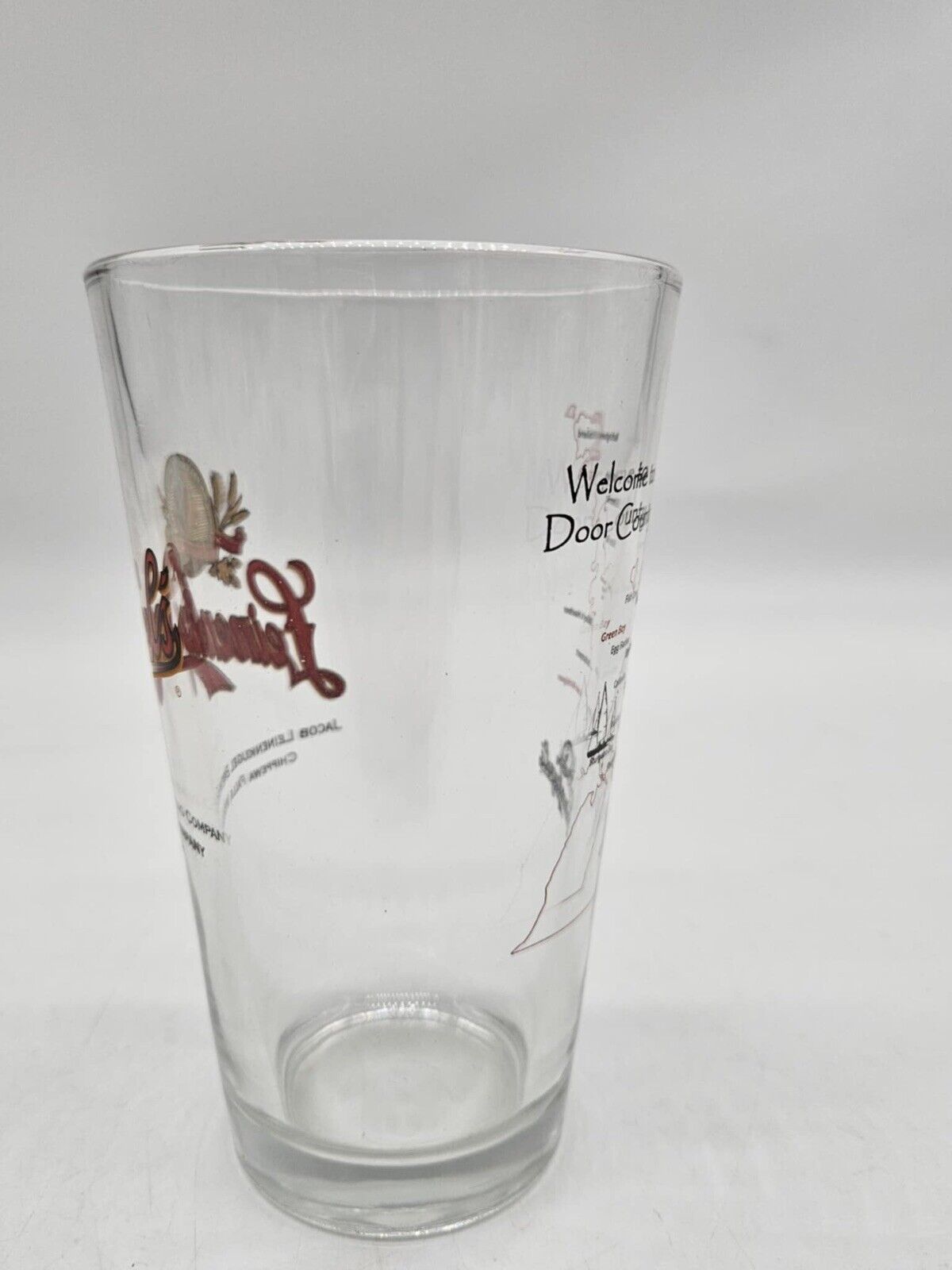 CHIPPEWA FALLS WISCONSIN LEINENKUGELS BEER GLASS SCREEN PRINTED 5 3/4"