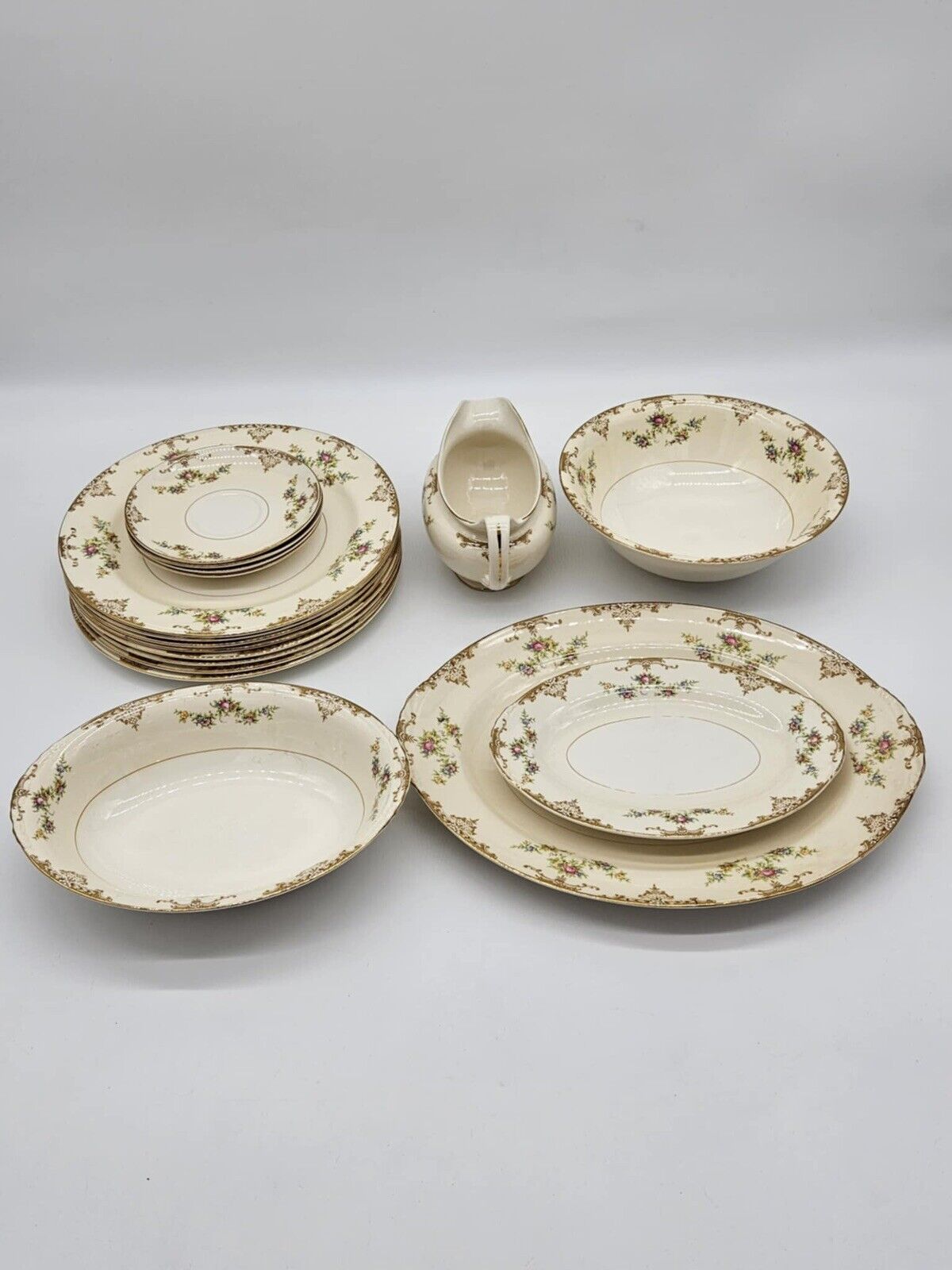 17 Piece Set of Antique Eggshell Nautilus China USA F 44 N 5.