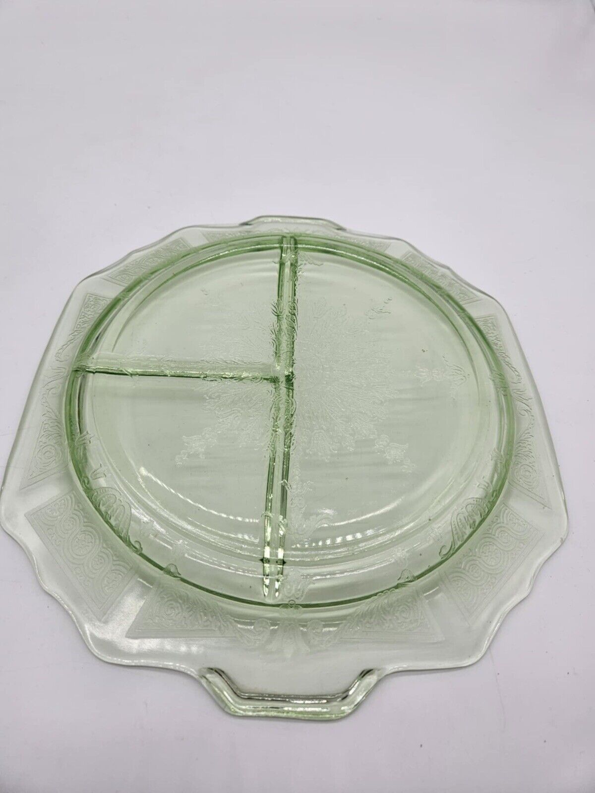 2 Vintage Uranium Glassware Pieces & One Vintage Textured Green Glass Bowl