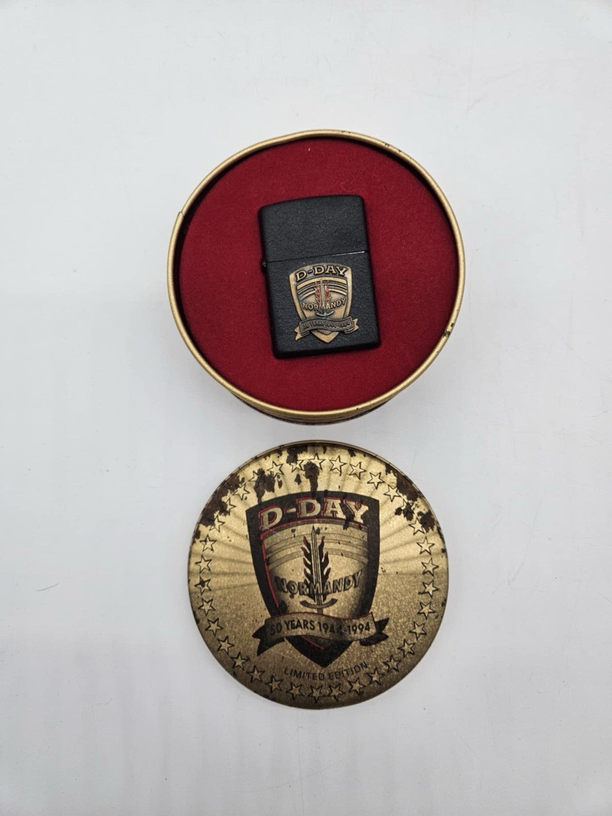 1994 Vintage Zippo D-Day Normandy 50th Anniversary Cigarette Lighter in Tin Box