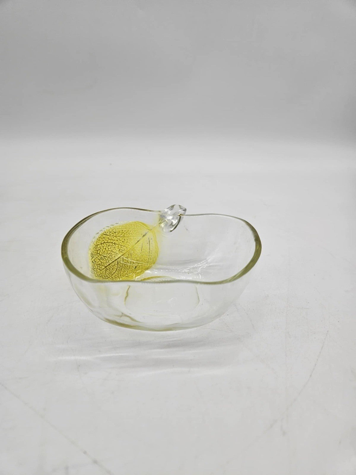 Vintage KIG Clear Glass Apple Candy Dish Trinket Bowl 5” Teacher Gift!