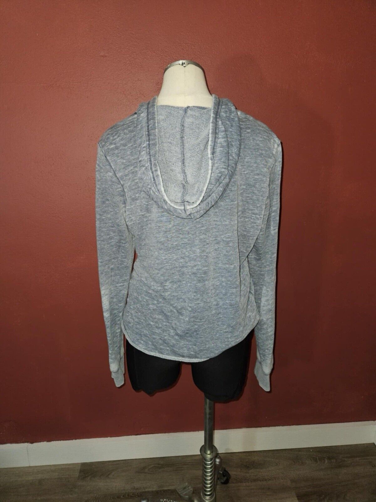 Alternative Apparel Blue Pigment Dyed Hoodie Rolled Hem Womens Small