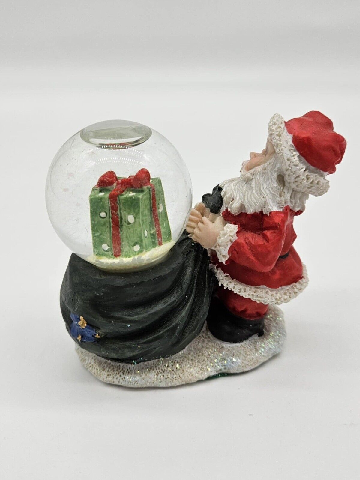 Vintage ‘Kay’s Collection’ Santa Snow Globe w/ Large Gift in the Globe