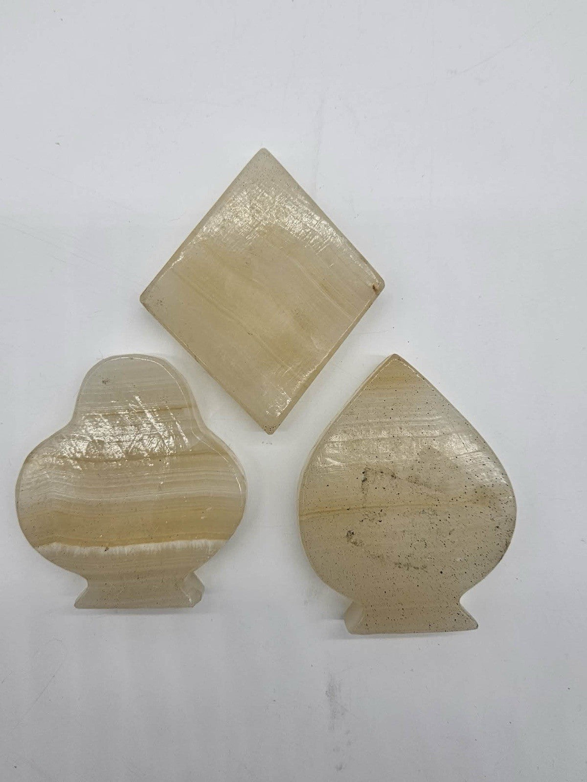 3 Vintage Onyx Ashtrays - Playing Card Spade Diamond Club