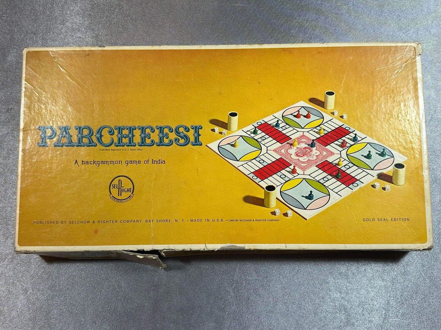 Vintage 1964 Parcheesi Gold Seal Edition Selchow Righter Company Indian VGM
